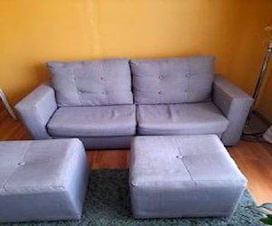 Sofa Tela Lino Color Gris / Marca Emprendedora