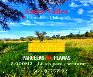 Parcelas planas a 2 horas de Santiago