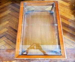Mesa centro de vidrio y madera