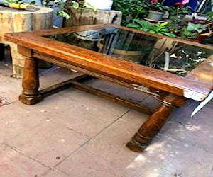 Mesa madera y vidrio