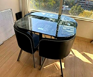 Comedor compacto 100x100 4 sillas negro