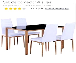 <p>COMEDOR VIDRIO + 4 SiILLAS</p>