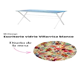 <p>Escritorio de vidrio blanco aves de colores </p>