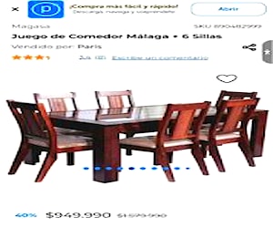 <p>Comedor Magasa de 6 sillas impecable</p>