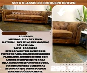 Sofa classic 3c ecocuero brown