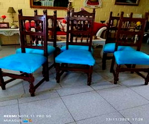 6 sillas madera eucalipto totalmente restauradas