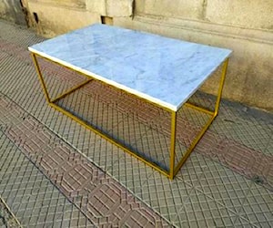 Mesa de centro mármol Carrara base metal 110x60x40