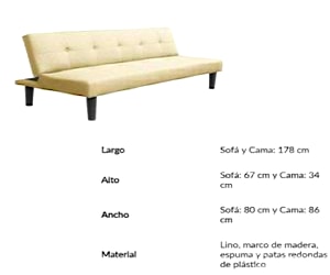 <p>Futon NUEVO EMBALADO Tela Lino Color Beige</p>