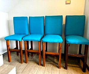 4 Pisos barra bistró, asiento azul tipo taburete 