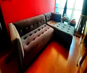 Sofa seccional tela Velvet Gris