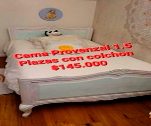 <p>Cama Provenzal Blanca 1.5 plazas con colchon</p>