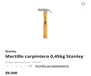 Martillo stanley 16oz nuevo