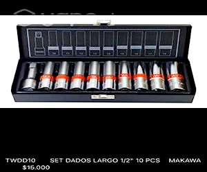 Set dados largos 1/2" 10 pcs - makawa