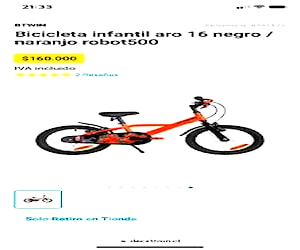 Bicicleta aro 16 coló nueva Btwin