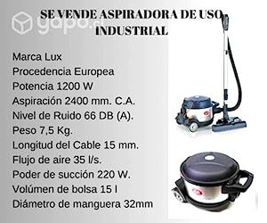 Aspiradora industrial Potencia 1200w De exhibicion