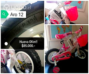 Bicicleta Niña, Aro 12, Nueva sin ningún uso.