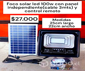 Foco solar led 100w con panel solar independiente