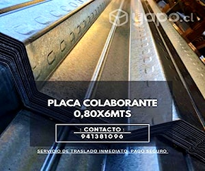 Placa colaborante - losa colaborante 950 X 80 X 60