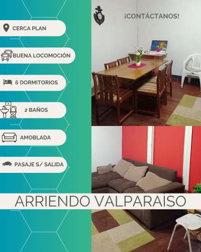 Valpo próxima Colón buena casa 6 dormitorios 2 baños