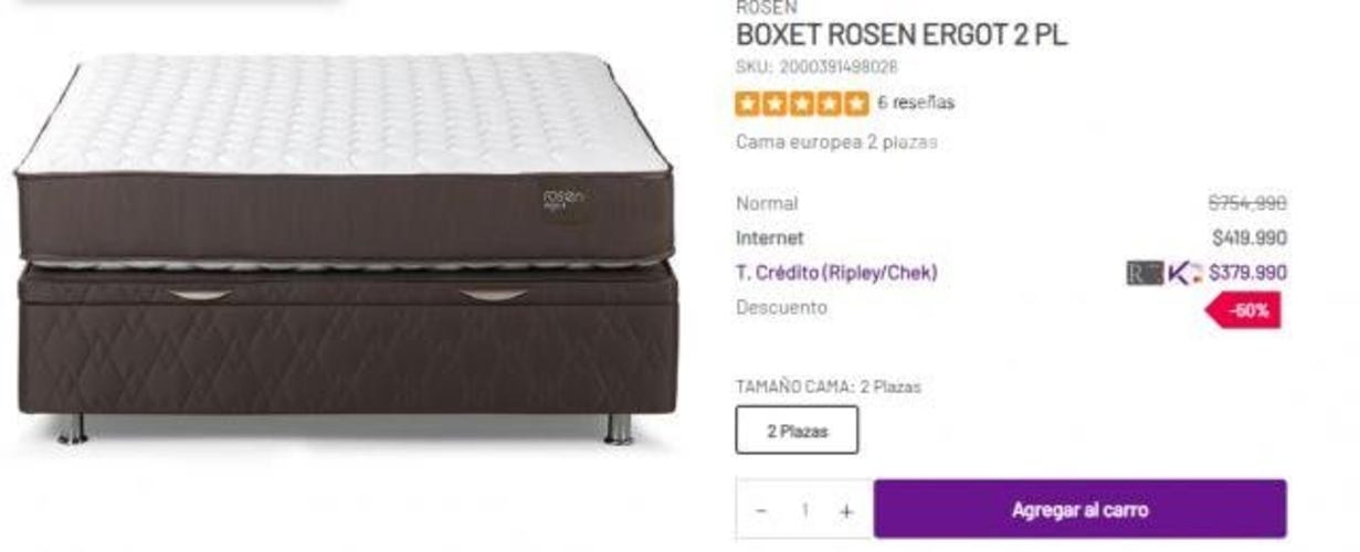 <p>Cama Rosen Boxet ergot 2 plazas</p>