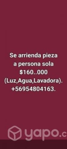 <p>Pieza a persona sola. 160.000</p> image