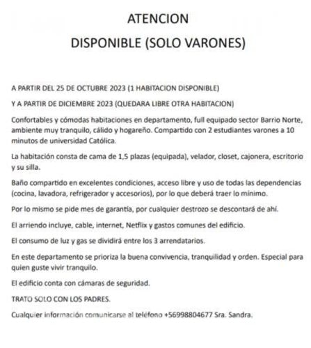 <p>Disponible habitación varón, ideal de la Católica</p> image