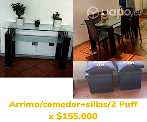 <p>Arrimo, comedor, 6 sillas, 2 puff</p>