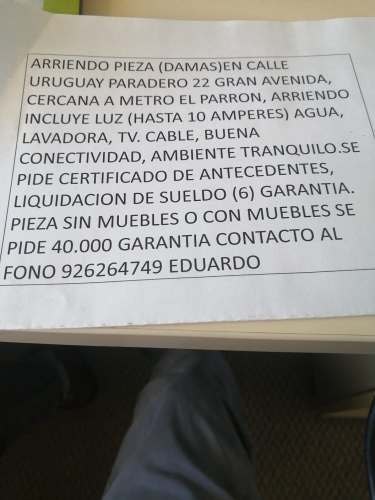 <p>Arriendo piezas</p>