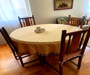 <p>Mesa redonda comedor con seis sillas</p>