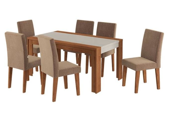 <p>Comedor Lorenzi 6 personas color Blanco/Nogal CON DETALLE</p>