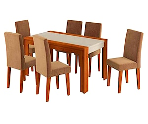 <p>Comedor Lorenzi 6 personas color Blanco/Nogal CON DETALLE</p>