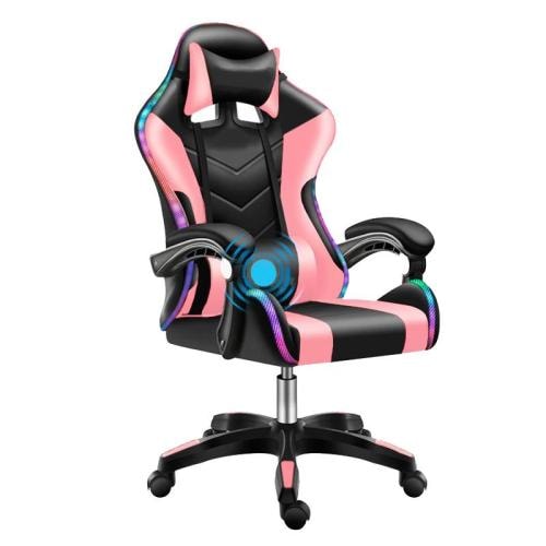 <p>Silla Gamer rosada con luz led y vibromasaje</p>