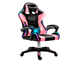 <p>Silla Gamer rosada con luz led y vibromasaje</p>