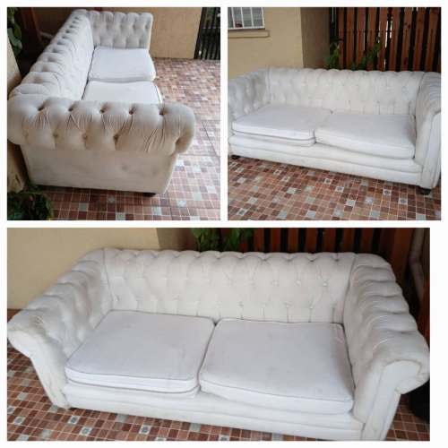 <p>Sillón Blanco Estilo Capitoné</p>