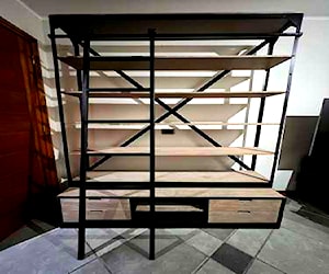 <p>Estantería estilo industrial. Repisas + Cajones y escalera</p>