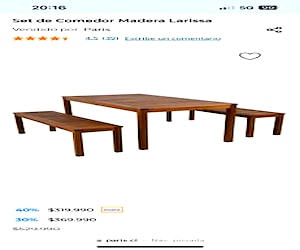 <p>Mesa comedor terraza con bancas NUEVA</p>