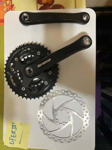 Oportunidad Vendo Pack Volante Triple Plato Aluminio , Disco Freno Bicicleta Montaña y pedales