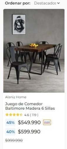 <p>Comedor madera 6 sillas</p>